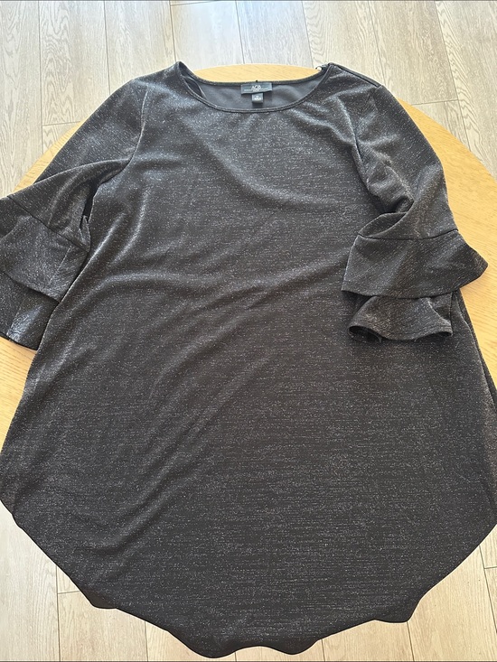 AGB Tops - AGB Black Sparkle Ruffle Sleeve Tunic XL